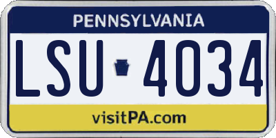 PA license plate LSU4034