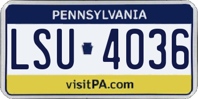 PA license plate LSU4036