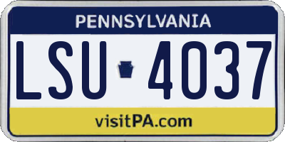 PA license plate LSU4037