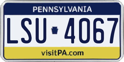 PA license plate LSU4067