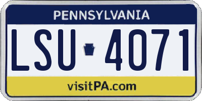 PA license plate LSU4071