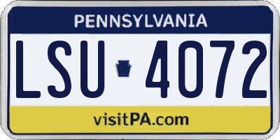 PA license plate LSU4072