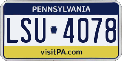 PA license plate LSU4078