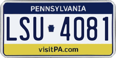 PA license plate LSU4081