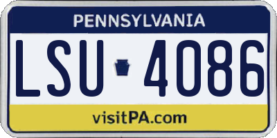 PA license plate LSU4086