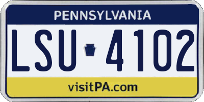 PA license plate LSU4102