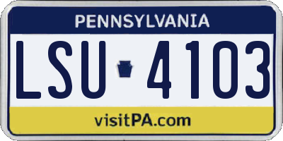 PA license plate LSU4103