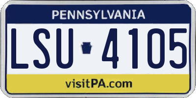 PA license plate LSU4105