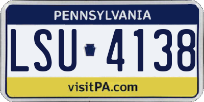 PA license plate LSU4138