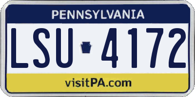 PA license plate LSU4172