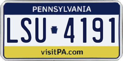 PA license plate LSU4191