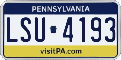 PA license plate LSU4193