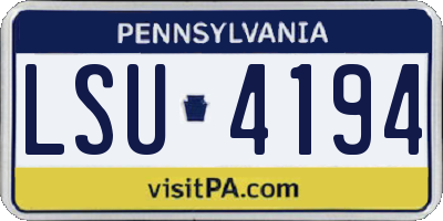 PA license plate LSU4194