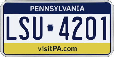 PA license plate LSU4201