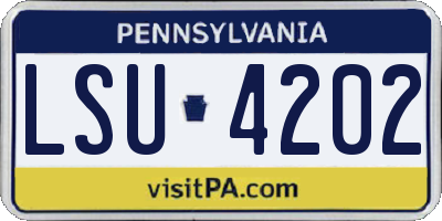 PA license plate LSU4202