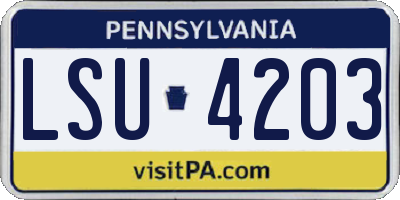 PA license plate LSU4203