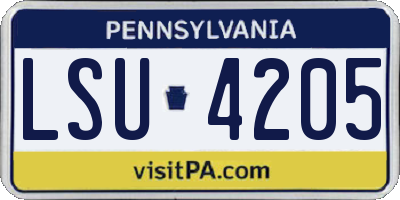 PA license plate LSU4205