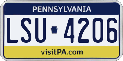 PA license plate LSU4206