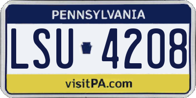 PA license plate LSU4208