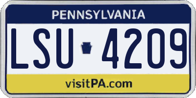 PA license plate LSU4209