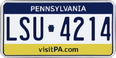 PA license plate LSU4214