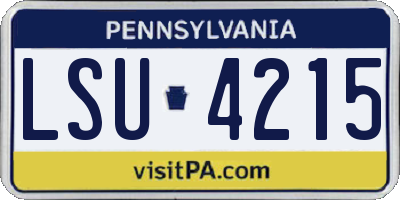 PA license plate LSU4215