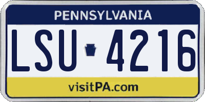 PA license plate LSU4216