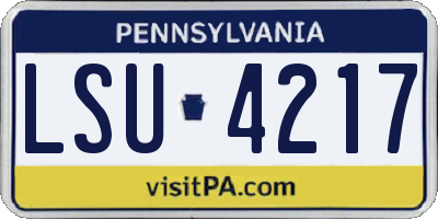 PA license plate LSU4217
