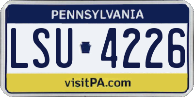 PA license plate LSU4226
