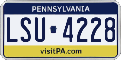 PA license plate LSU4228