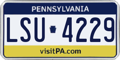 PA license plate LSU4229
