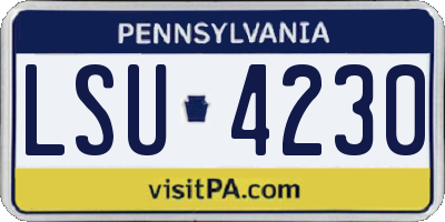 PA license plate LSU4230