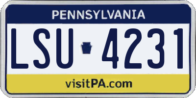 PA license plate LSU4231