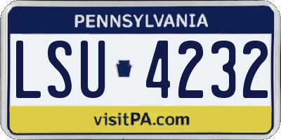 PA license plate LSU4232