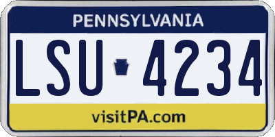 PA license plate LSU4234