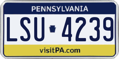 PA license plate LSU4239