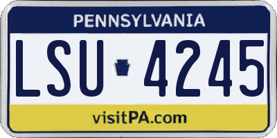 PA license plate LSU4245