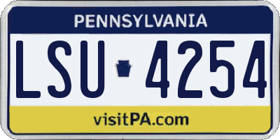 PA license plate LSU4254