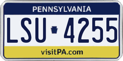 PA license plate LSU4255