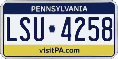 PA license plate LSU4258