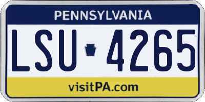 PA license plate LSU4265