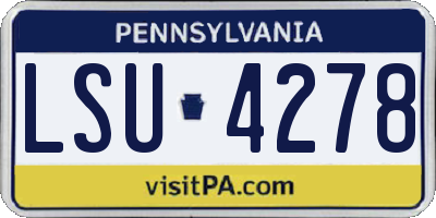 PA license plate LSU4278