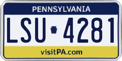 PA license plate LSU4281