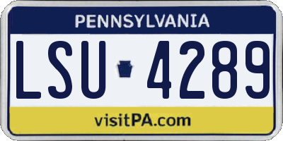 PA license plate LSU4289