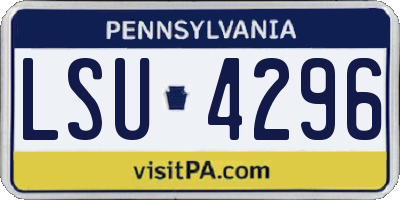 PA license plate LSU4296