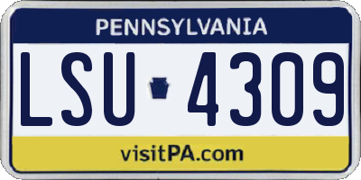 PA license plate LSU4309