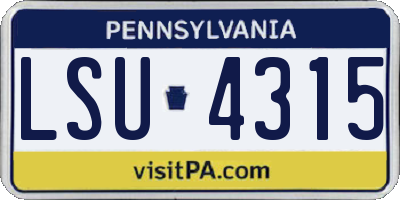 PA license plate LSU4315