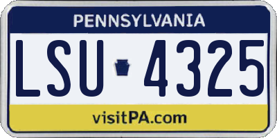 PA license plate LSU4325