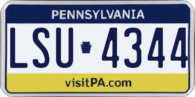 PA license plate LSU4344