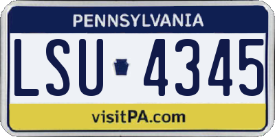 PA license plate LSU4345